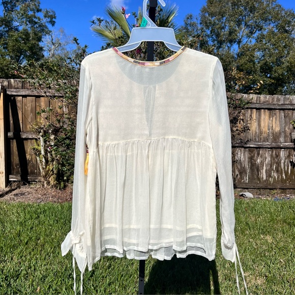 Karina Grimaldi Embroidered Sheer Blouse Size XS - Picture 4 of 7